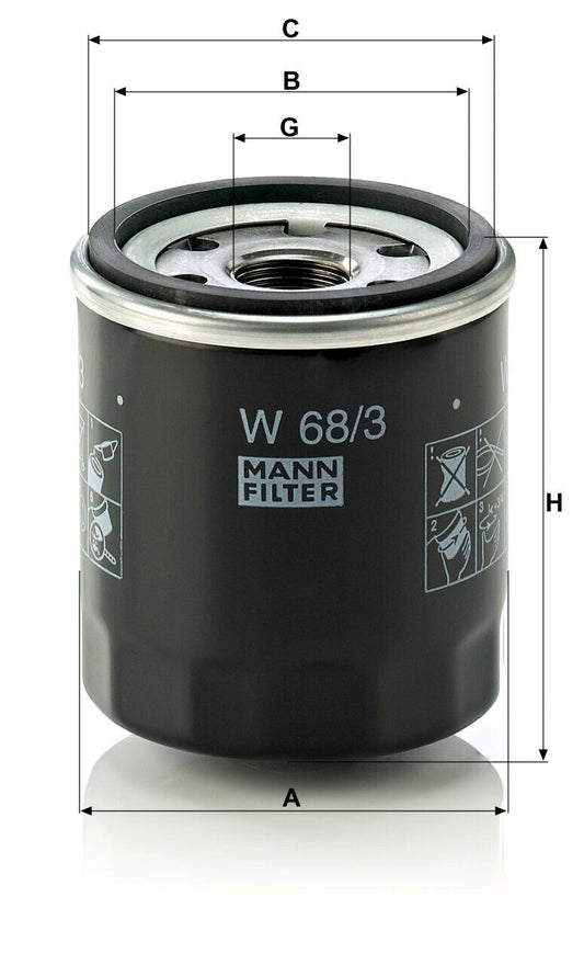 MANN Filter W68/3 Oil Filter Fits Citroën Daihatsu Lexus Peugeot Suzuki Toyota