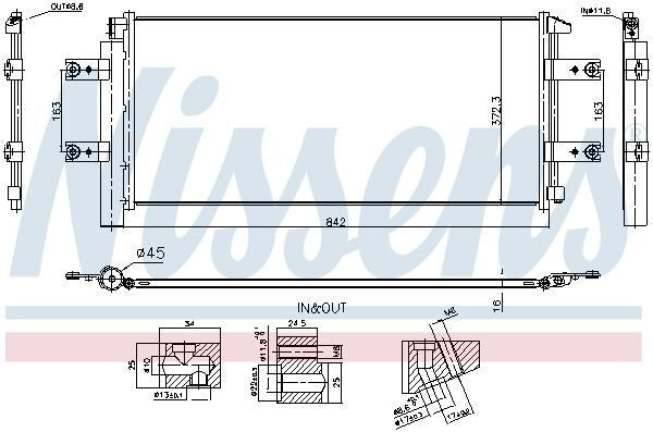 1 x Air Conditioning Condenser NISSENS 941254 for Mercedes Actros 9615000054